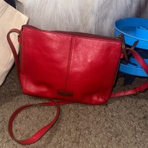Red Leather Crossbody Fossil Bag